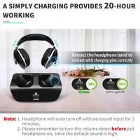 Bezprzewodowy telewizor słuchawki, Artiste ADH300 2.4GHz cyfrowe słuchawki Stereo do telewizora 100ft odległość nadajnik stacja do ładowania 5